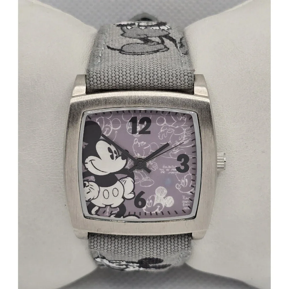 Unisex Disney Parks Mickey Mouse Limited Edition Gray Fabric Band Watch 04